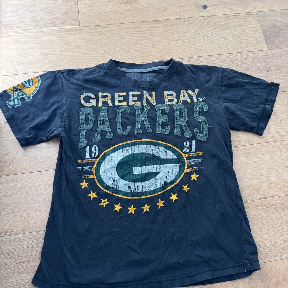 Green Bay Packers Vtg Y2K T-Shirt NFL Football Black Team Apparel Tee Med